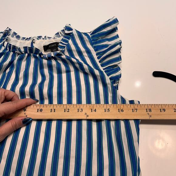 J. Crew Blue Tiered Cape Stripe Dobby Midi Dress Size XS - Picture 10 of 11